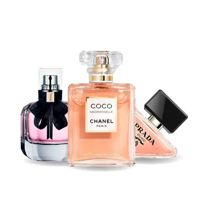 BLACK FRIDAY 3-FRAGRANCE SET: Chanel Coco Mademoiselle, Prada Paradoxe and Yves Saint Laurent Mon Paris - 100ml
