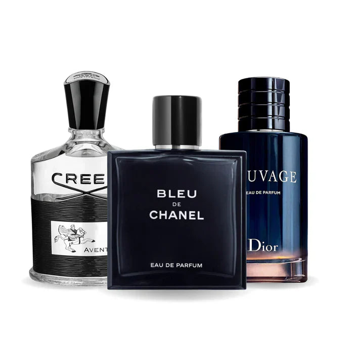 BLACK FRIDAY 3-FRAGRANCE SET: Creed Aventus, Chanel Bleu de Chanel and Dior Sauvage - 100ml