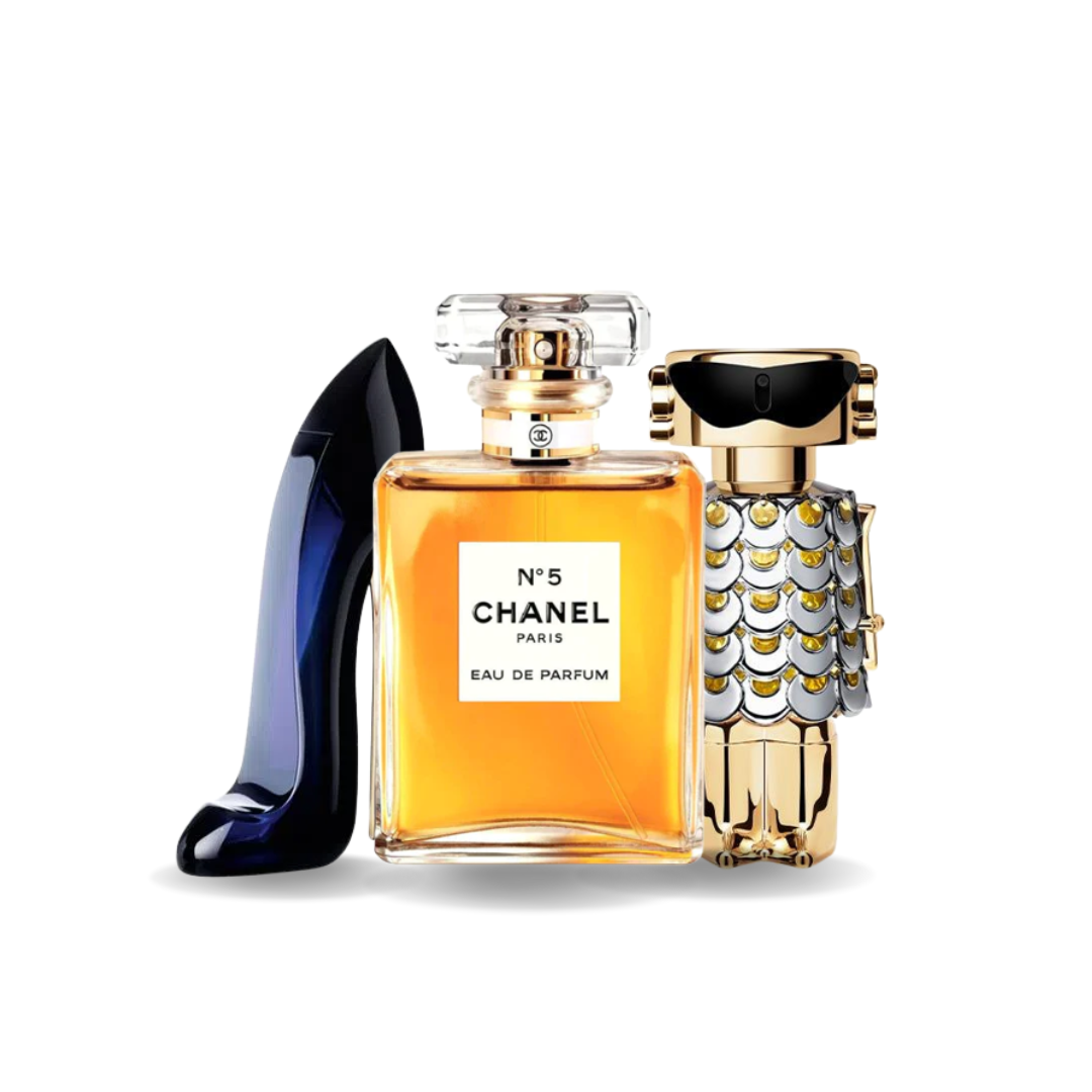 BLACK FRIDAY 3-FRAGRANCE SET: Carolina Herrera Good Girl, Chanel No. 5 and Paco Rabanne Fame - 100ml