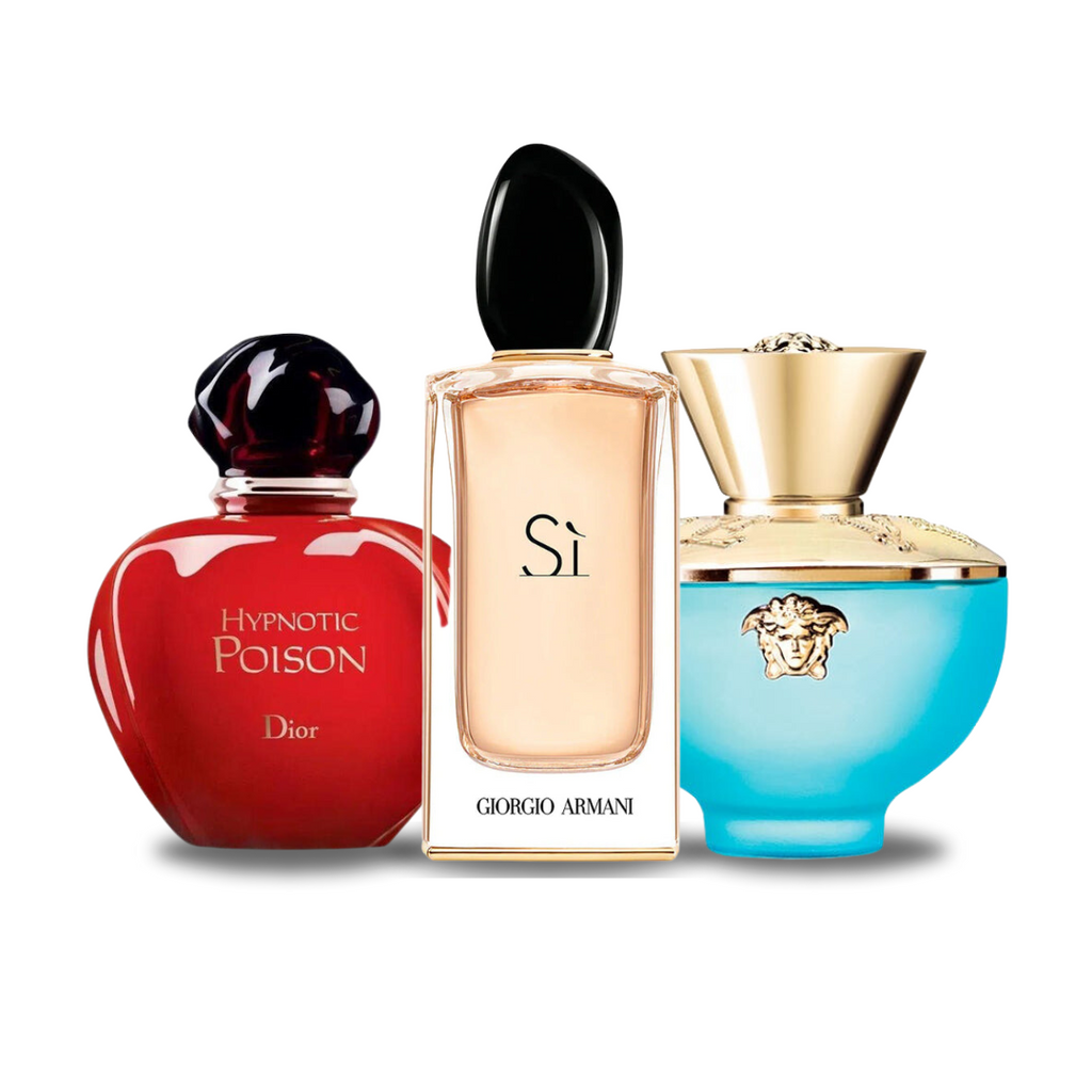 BLACK FRIDAY 3-FRAGRANCE SET: Dior Hypnotic Poison, Giorgio Armani Sì and Versace Dylan Turquoise - 100ml