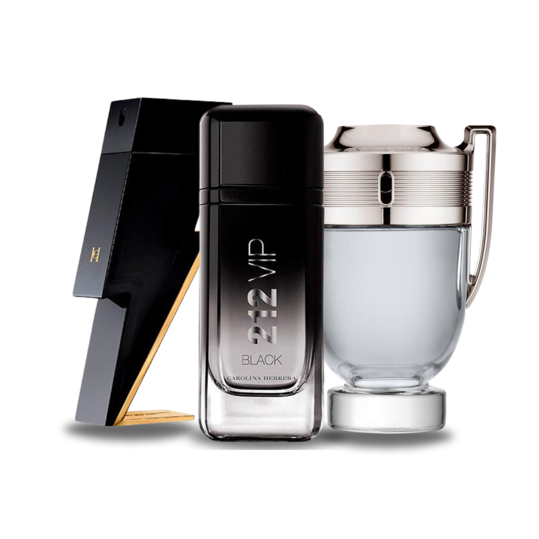 BLACK FRIDAY 3-FRAGRANCE SET: Carolina Herrera Bad Boy, Carolina Herrera 212 VIP Black and Paco Rabanne Invictus - 100ml
