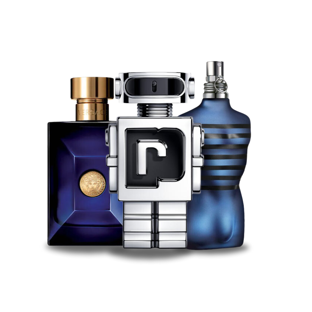 BLACK FRIDAY 3-FRAGRANCE SET: Versace Dylan Blue, Paco Rabanne Phantom and Jean Paul Gaultier Ultra Male - 100ml